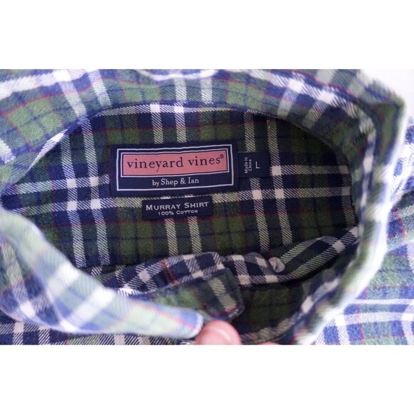 Vineyard Vines Plaid Murray Shirt 100% Cotton Long Sleeve Button-Up - Size L - Picture 2 of 3